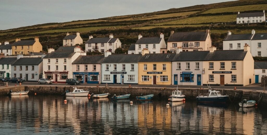 Waterville village on the Ring of Kerry — colourful seafront on Ballinskelligs Bay